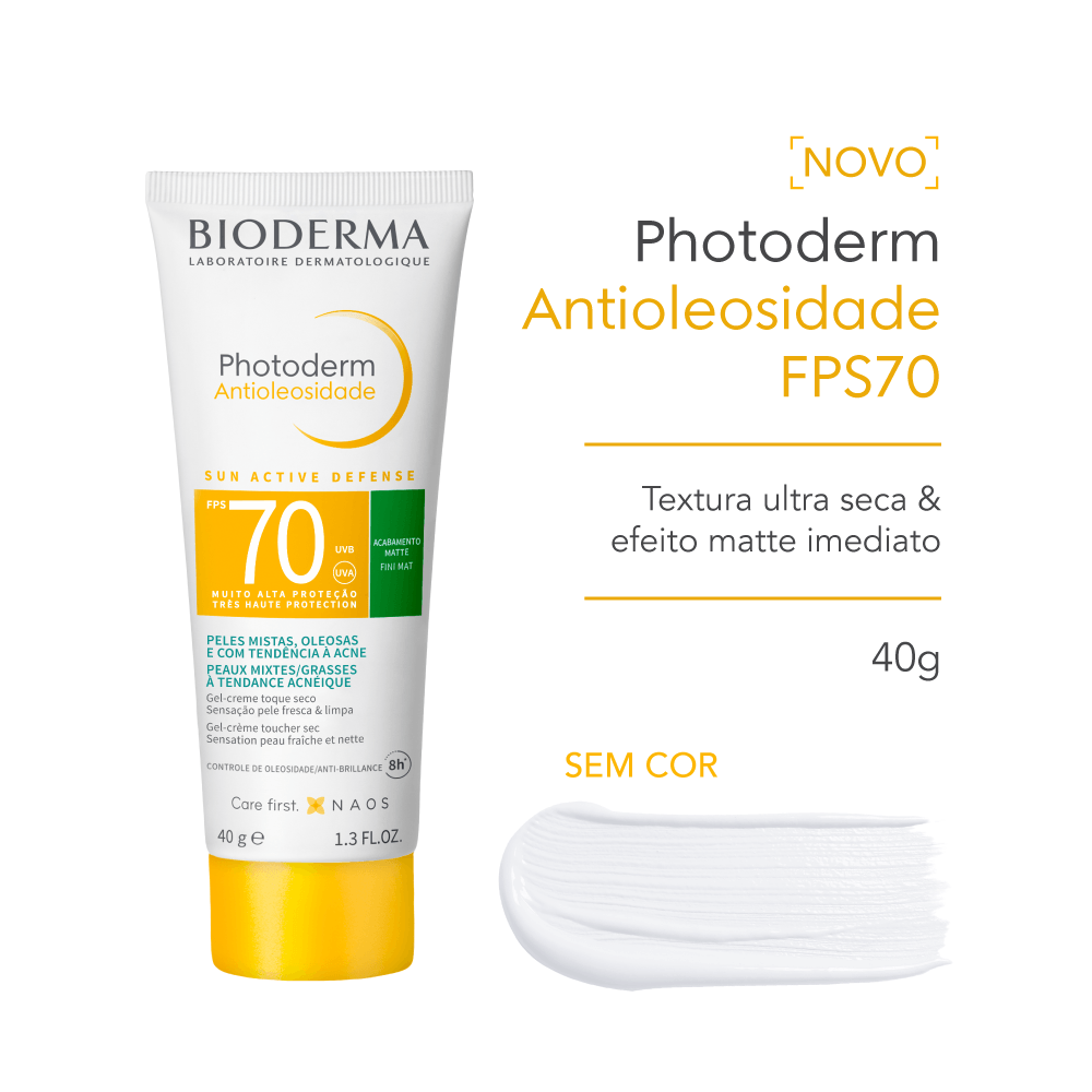 Protetor Solar Facial Bioderma Photoderm Antioleosidade Sem cor FPS70 40g — imagem 2 | Drogaria Taveira