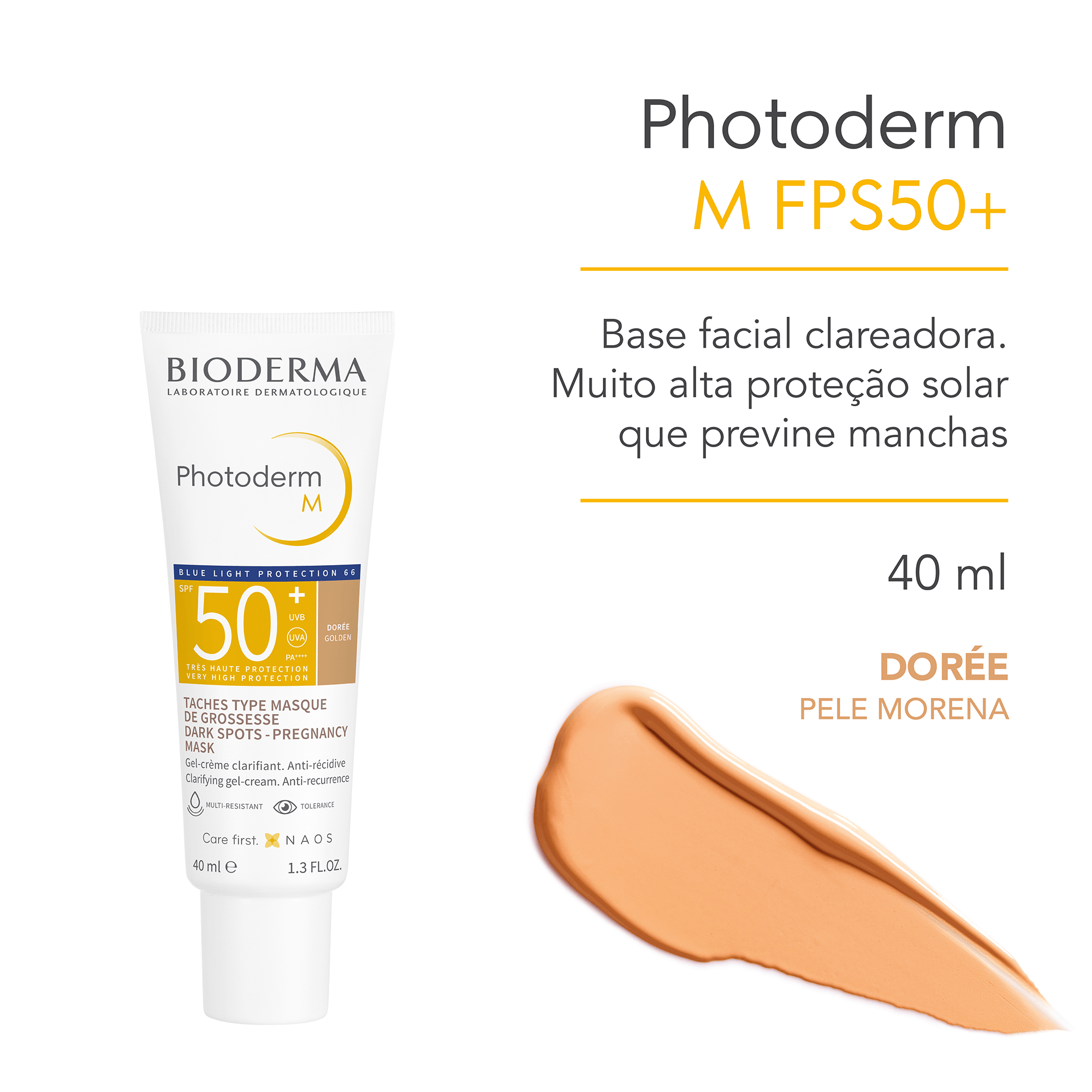 Protetor Solar Facial Bioderma Photoderm M FPS50+ Cor Dorée Golden 40ml — imagem 2 | Drogaria Taveira