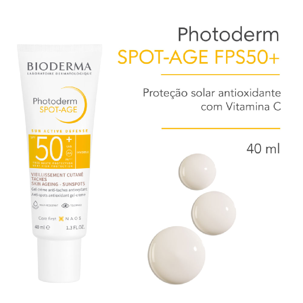 Protetor Solar Facial Bioderma Photoderm Spot Age FPS50+ Anti-idade Anti-marcas 40ml — imagem 2 | Drogaria Taveira