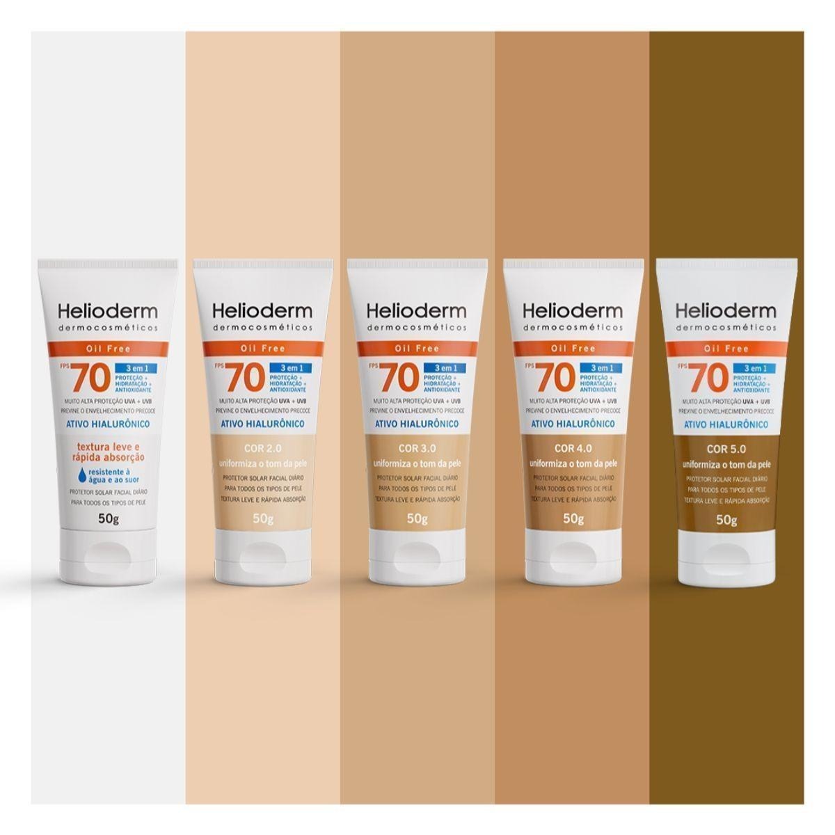 Protetor Solar Facial Helioderm 3 em 1 FPS70 Oil Free 50g — imagem 4 | Drogaria Taveira