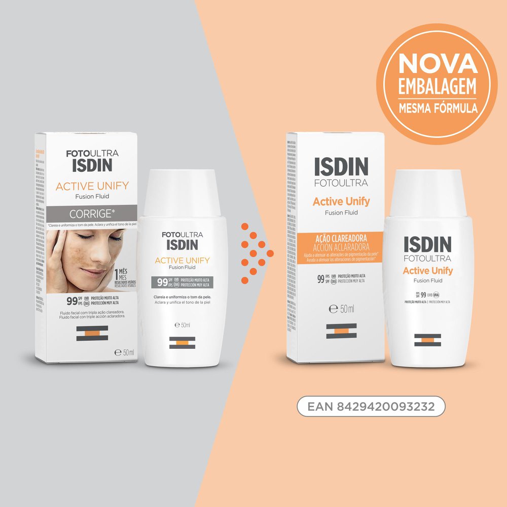 Protetor Solar Facial ISDIN Active Unify FPS99 Fusion Fluid Sem Cor 50ml — imagem 3 | Drogaria Taveira
