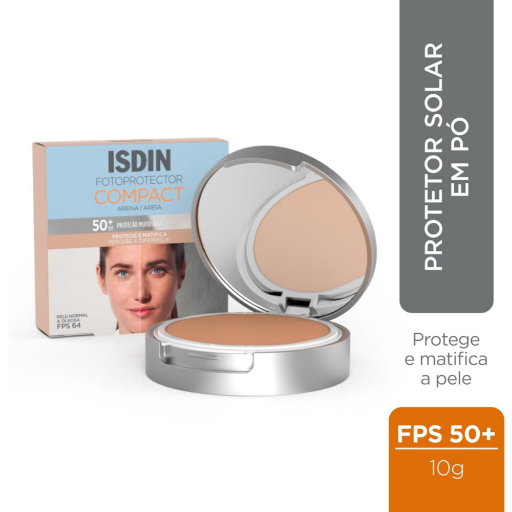 Protetor Solar Facial ISDIN Compact FPS50+ Pó Compacto Cor Areia 10g — imagem 2 | Drogaria Taveira