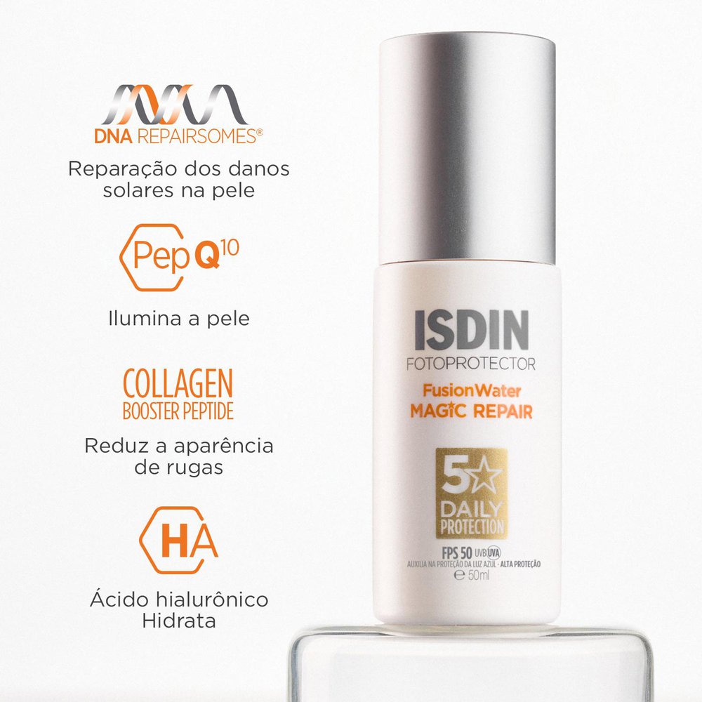 Protetor Solar Facial Isdin Fotoprotector Fusion Water Magic Repair Fps50 50ml — imagem 4 | Drogaria Taveira