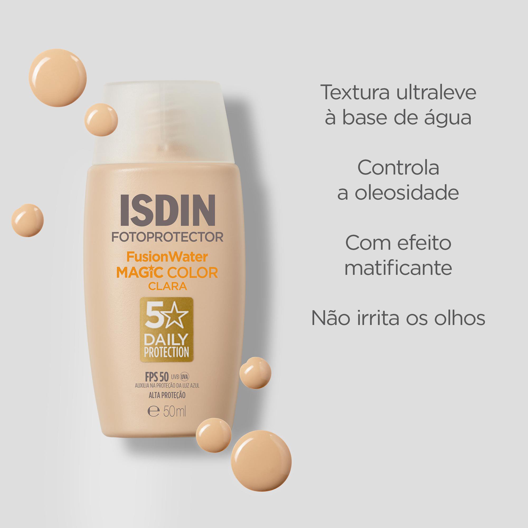 Protetor Solar Facial ISDIN Fusion Water Color FPS50 Cor Clara 50ml — imagem 4 | Drogaria Taveira