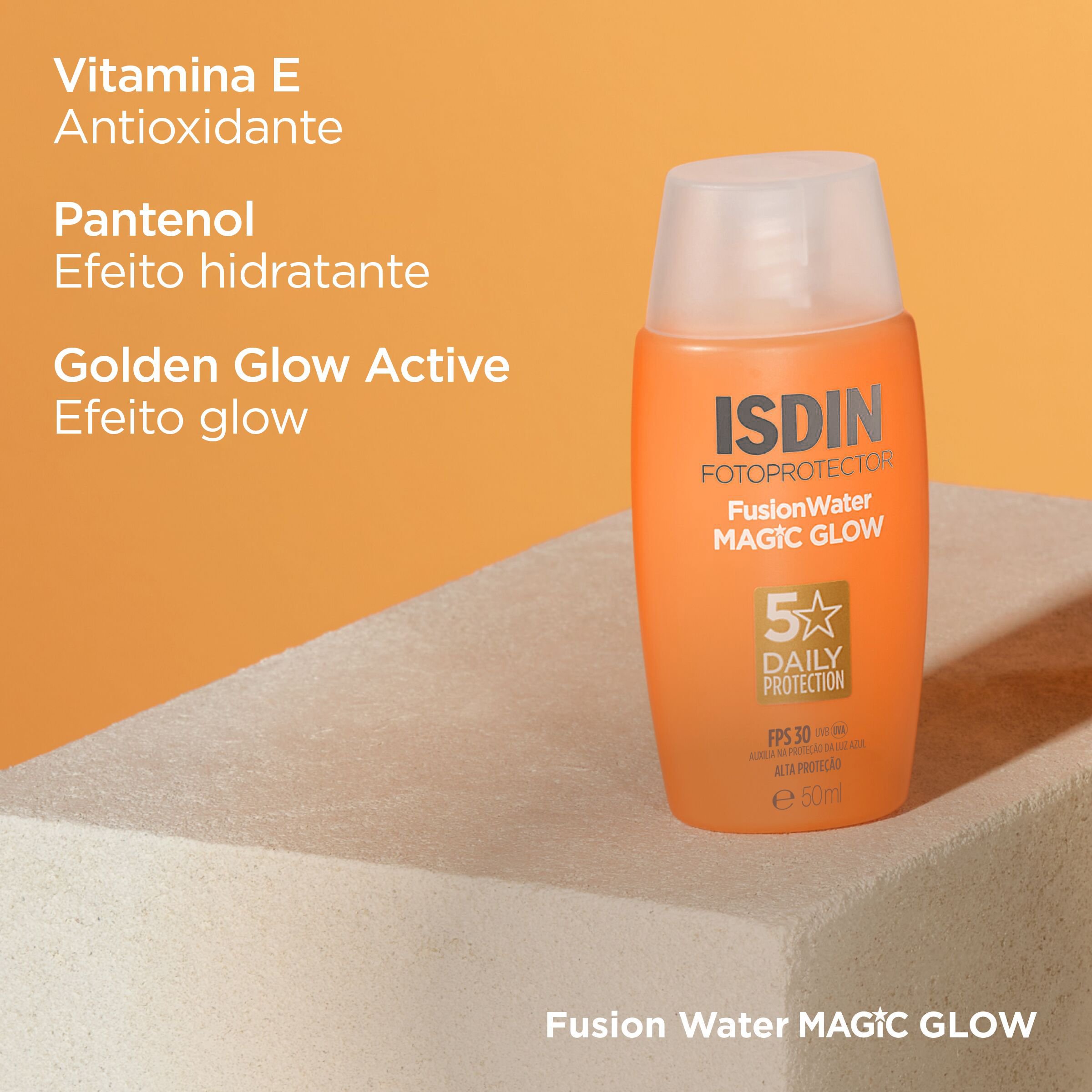 Protetor Solar Facial ISDIN Fusion Water Magic Glow FPS30 50ml — imagem 2 | Drogaria Taveira