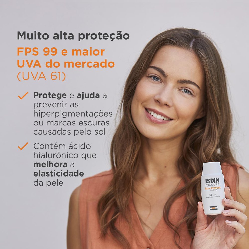 Protetor Solar Facial ISDIN Spot Prevent FPS99 Fusion Fluid 50ml — imagem 3 | Drogaria Taveira