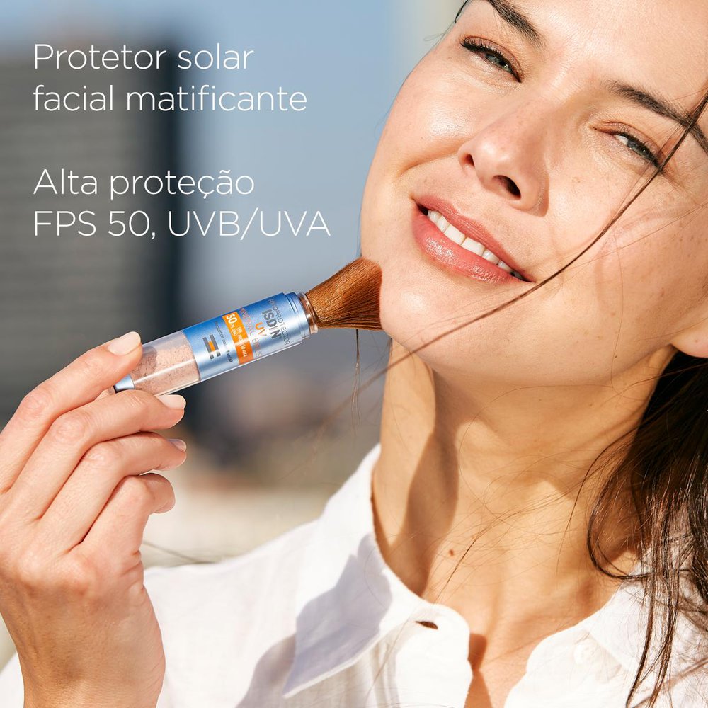 Protetor Solar Facial ISDIN UV Mineral Brush FPS50 On The Go Translúcido 2g — imagem 3 | Drogaria Taveira