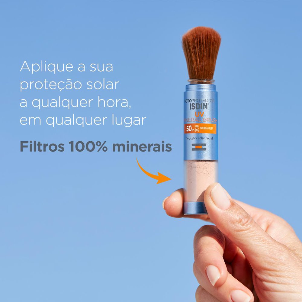 Protetor Solar Facial ISDIN UV Mineral Brush FPS50 On The Go Translúcido 2g — imagem 4 | Drogaria Taveira