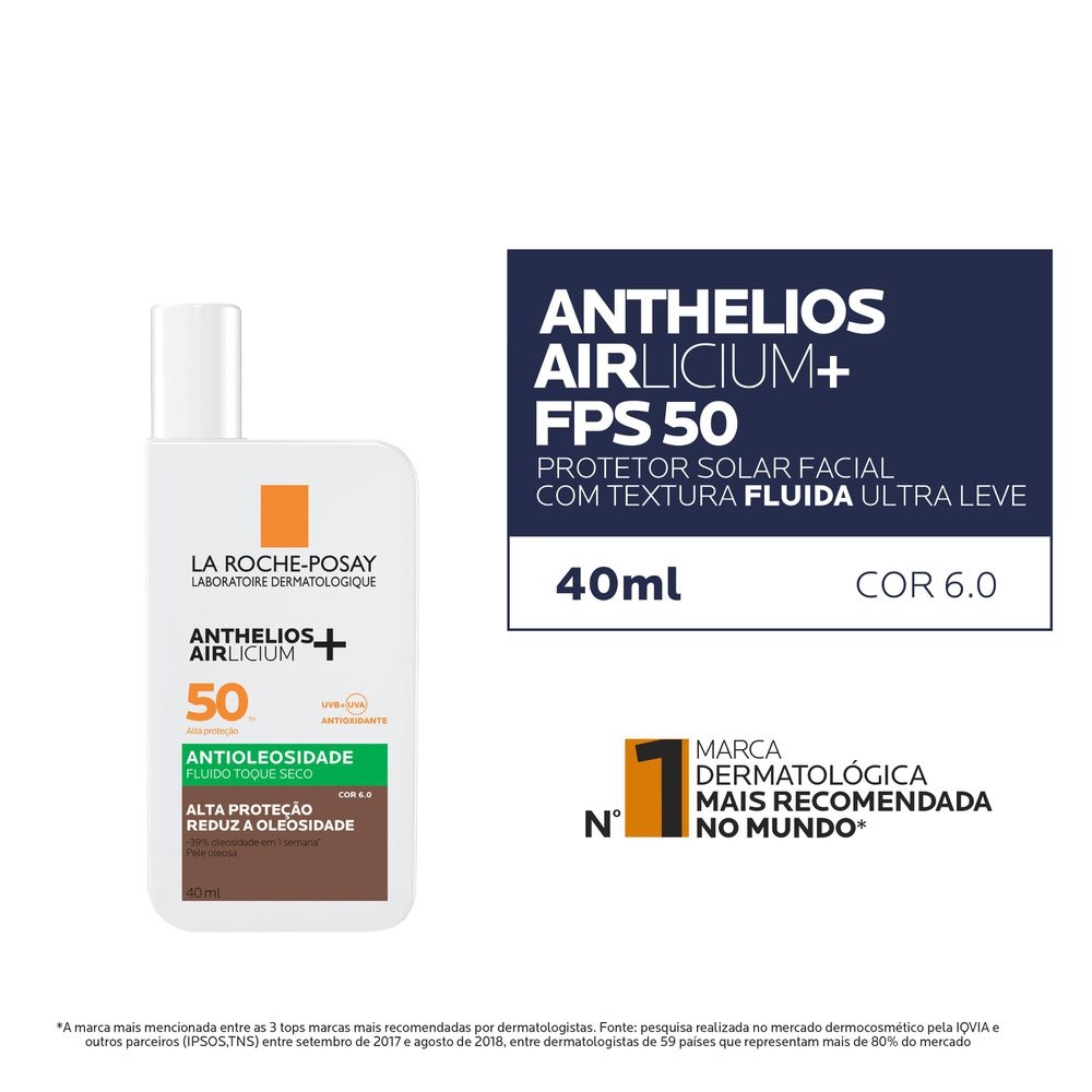 Protetor Solar Facial La Roche-Posay Anthelios Airlicium+ FPS50 Cor 6.0 40ml — imagem 3 | Drogaria Taveira