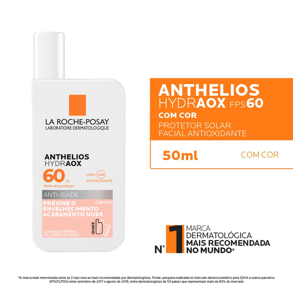 Protetor Solar Facial La Roche-Posay Anthelios Hydraox FPS60 Anti-idade Com Cor 50g — imagem 4 | Drogaria Taveira