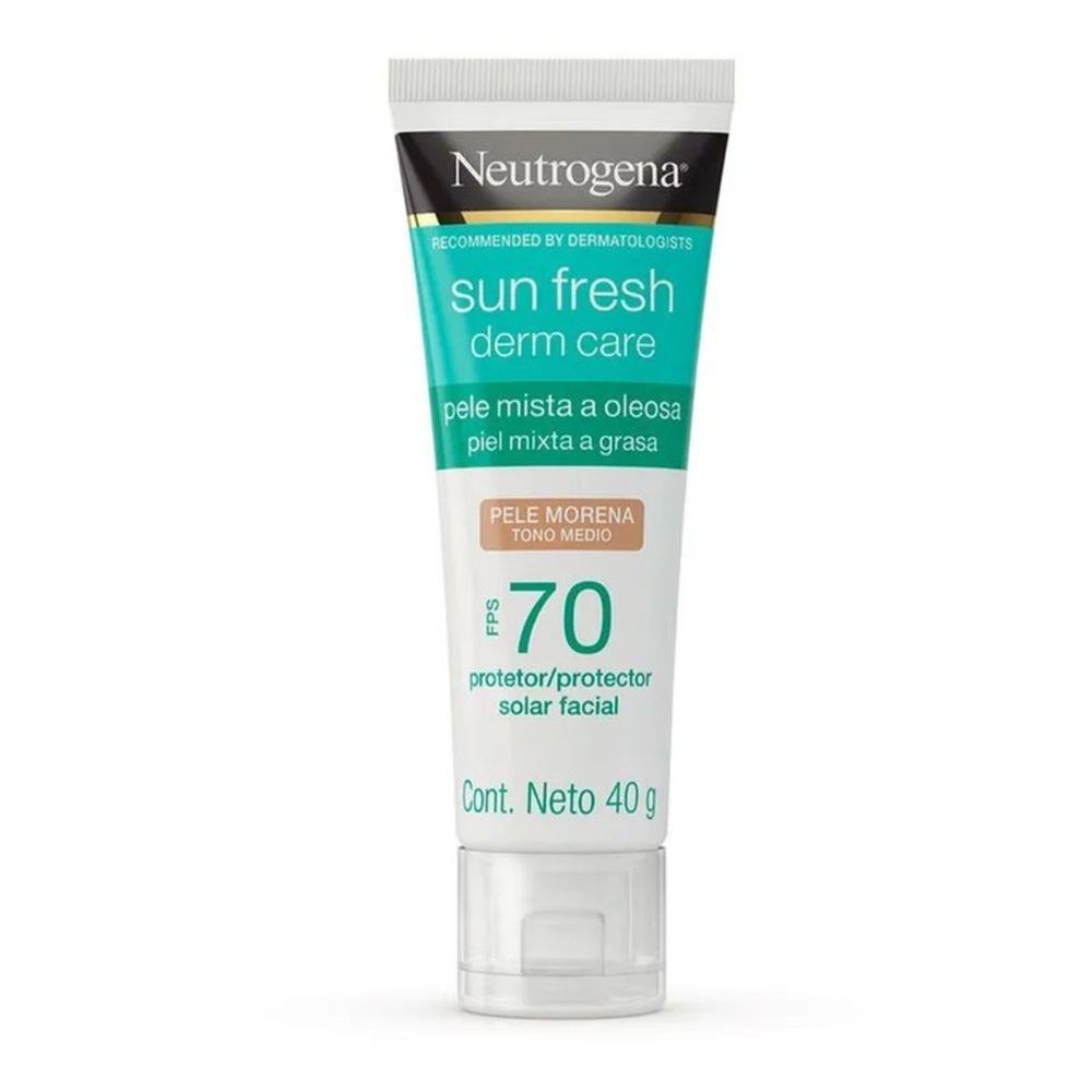 Protetor Solar Facial Neutrogena Sun Fresh Derm Care FPS70 Pele Mista a Oleosa Cor Morena 40g — imagem 2 | Drogaria Taveira