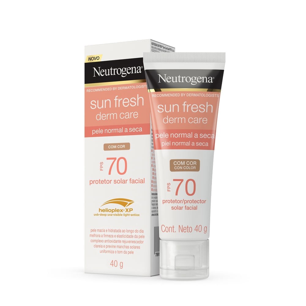 Protetor Solar Facial Neutrogena Sun Fresh Derm Care FPS70 Pele Normal a Seca Com Cor 40g — imagem 3 | Drogaria Taveira
