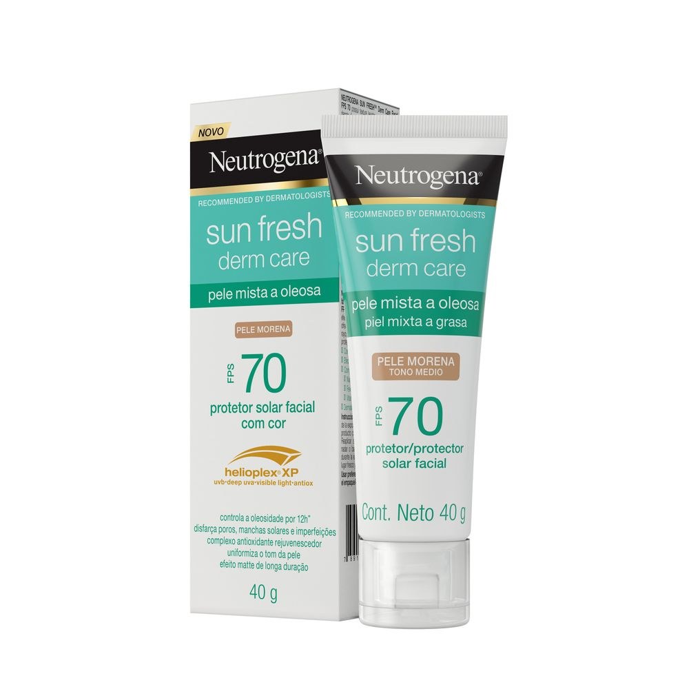 Protetor Solar Facial Neutrogena Sun Fresh Derm Care FPS70 Pele Mista a Oleosa Cor Morena 40g — imagem 3 | Drogaria Taveira