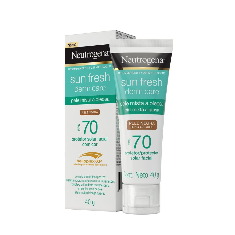 Protetor Solar Facial Neutrogena Sun Fresh Derm Care FPS70 Pele Mista a Oleosa Cor Negra 40g — imagem 4 | Drogaria Taveira
