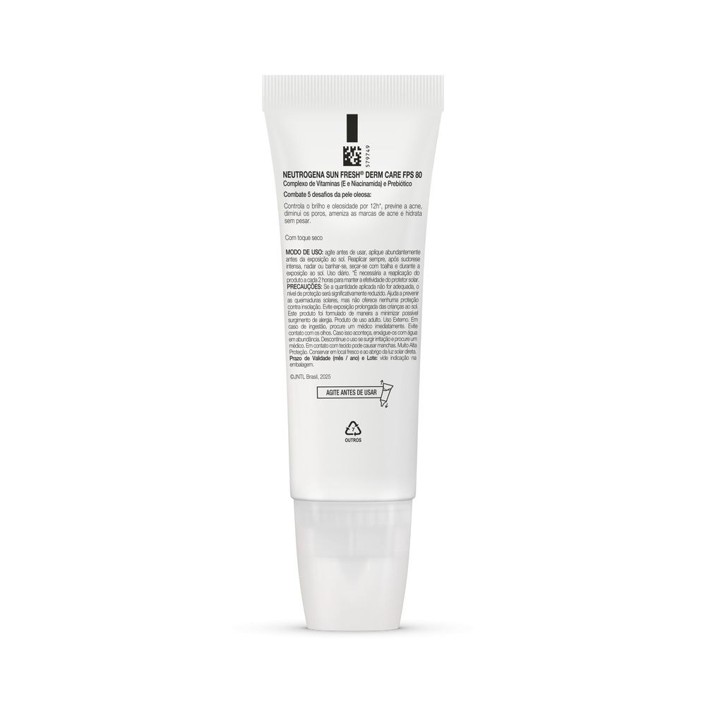 Protetor Solar Facial Neutrogena Sun Fresh Derm Care Oil Control Fluido Cor 2.0 FPS80 40mL — imagem 3 | Drogaria Taveira