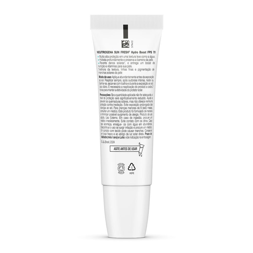 Protetor Solar Facial Neutrogena Sun Fresh Hydro Boost FPS70 Cor 2.0 40ml — imagem 4 | Drogaria Taveira