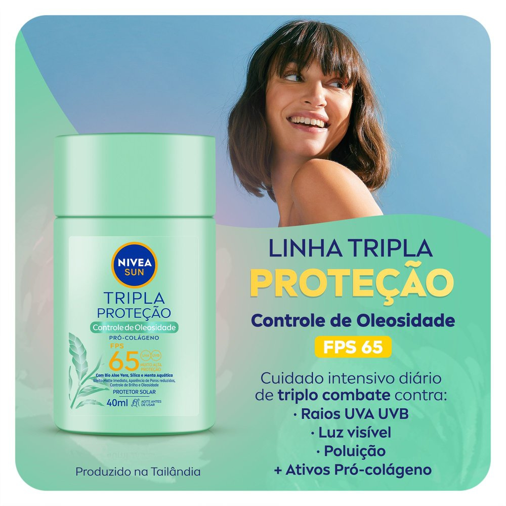Protetor Solar Facial Nivea Sun Tripla Proteção FPS65 Controle de Oleosidade 40ml — imagem 2 | Drogaria Taveira