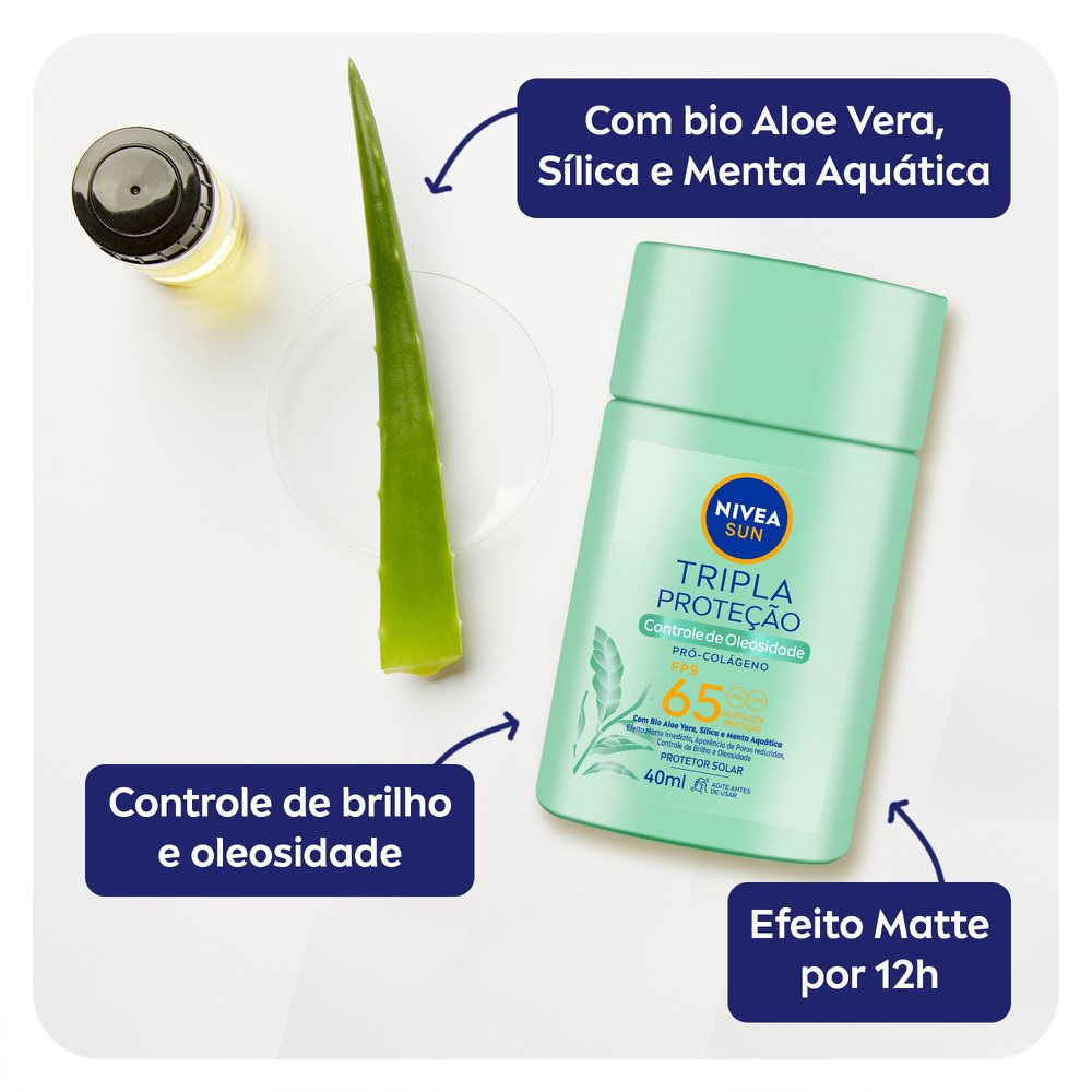 Protetor Solar Facial Nivea Sun Tripla Proteção FPS65 Controle de Oleosidade 40ml — imagem 4 | Drogaria Taveira