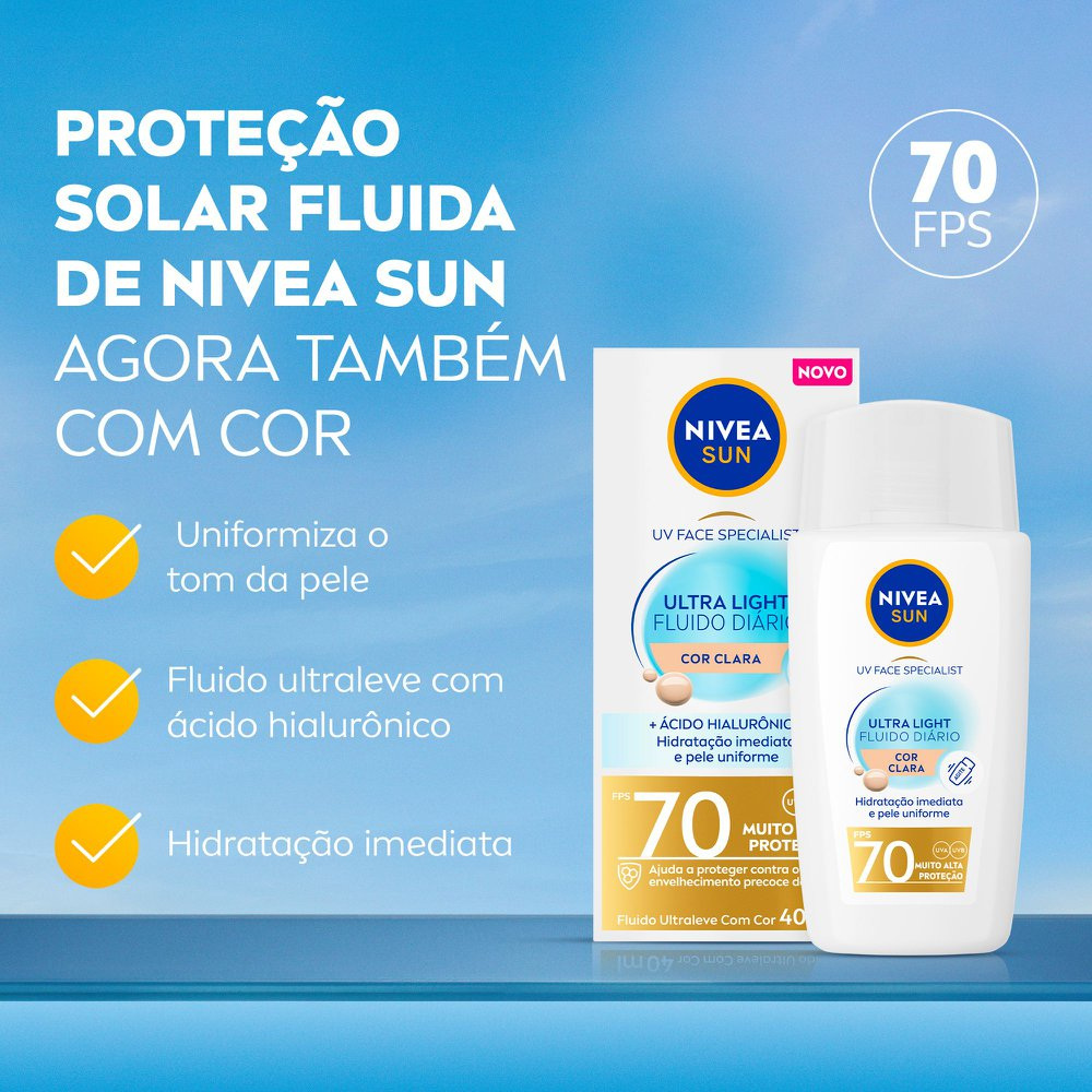 Protetor Solar Facial Nivea Sun Ultra Light Clara Uv Face Specialist Fps70 40ml — imagem 3 | Drogaria Taveira
