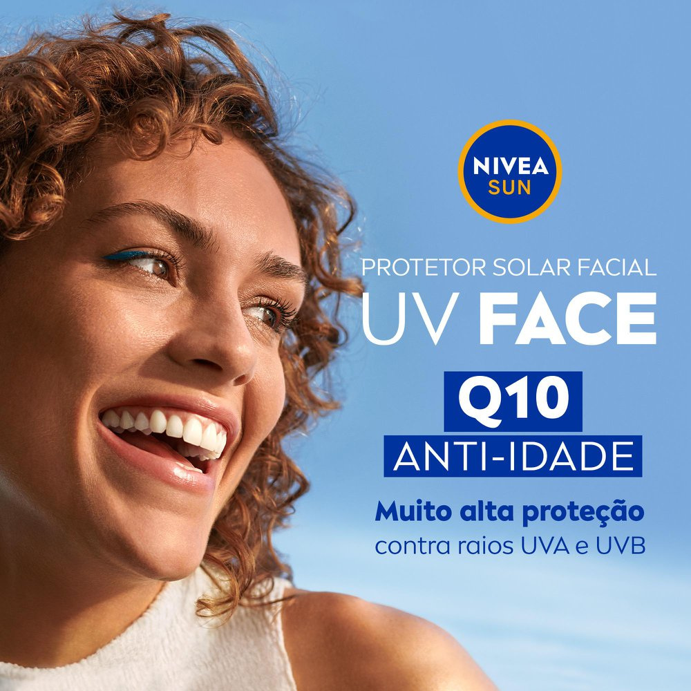 Protetor Solar Facial Nivea Sun UV Face FPS60 Anti-Idade Q10 Pele Normal a Seca 50g — imagem 2 | Drogaria Taveira
