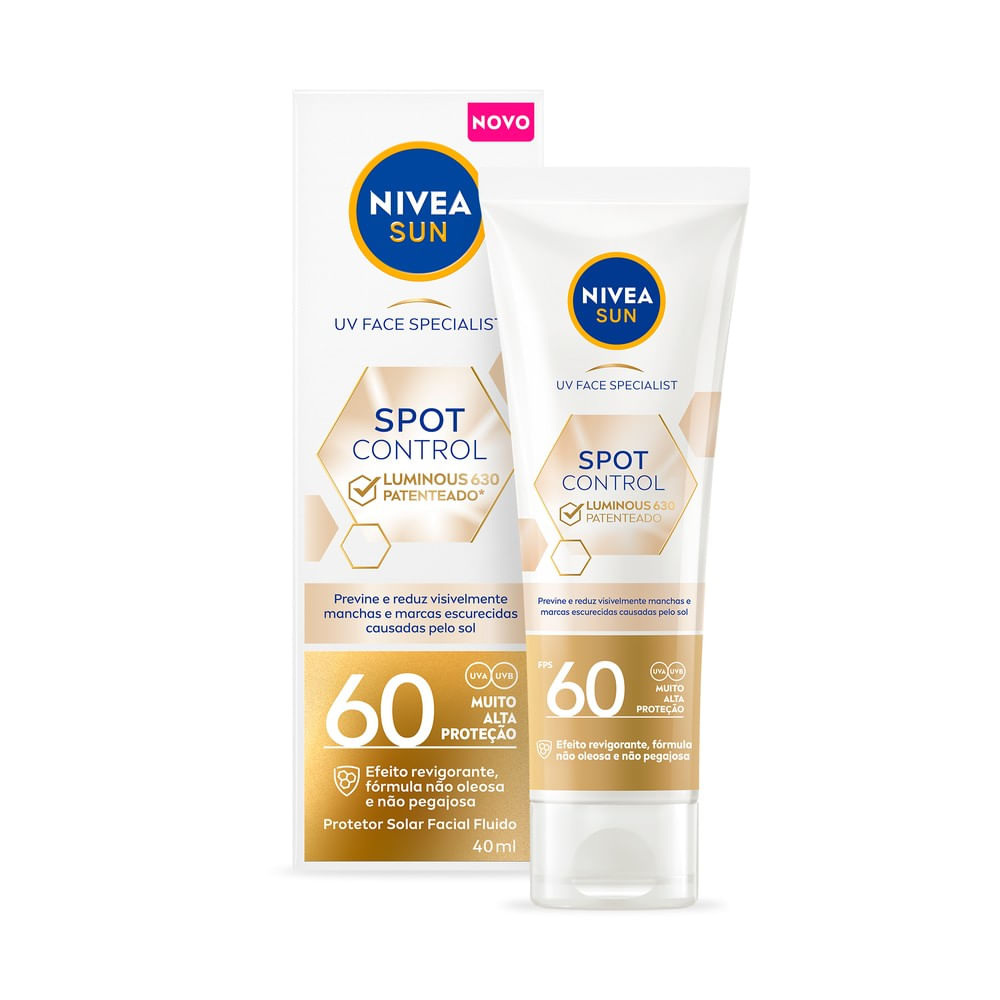 Protetor Solar Facial Nivea Sun UV Face FPS60 Spot Control Luminous 630 40ml — imagem 2 | Drogaria Taveira