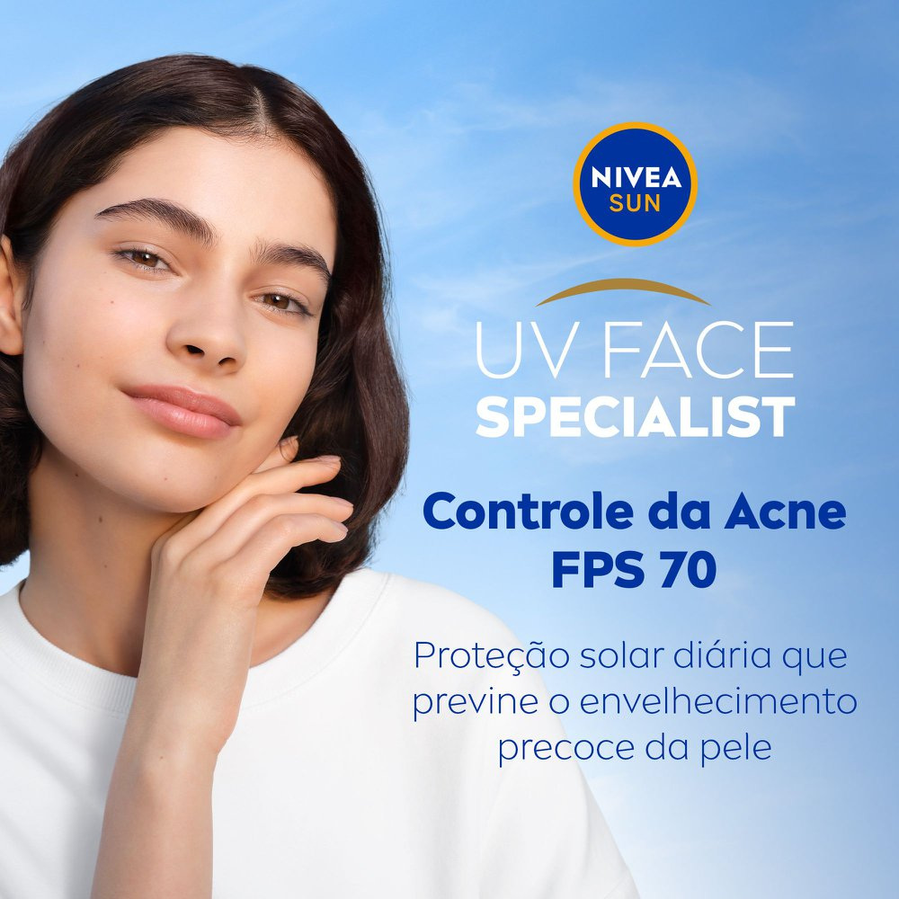 Protetor Solar Facial Nivea Sun UV Face FPS70 Controle da Acne 40ml — imagem 3 | Drogaria Taveira