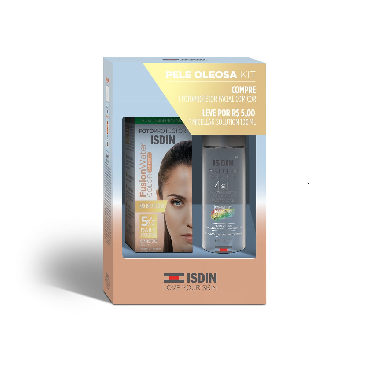 Protetor Solar Facil Isdin Fusion Water Color Fps50 Cor Média 50ml Leve Por R$5,00 Isdin Micellar Solution 4em1100ml — Isdin | Drogaria Taveira