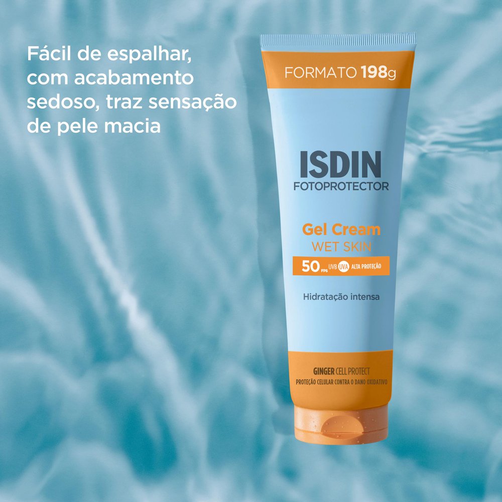 Protetor Solar ISDIN Gel Cream FPS50+ Wet Skin 198g — imagem 4 | Drogaria Taveira