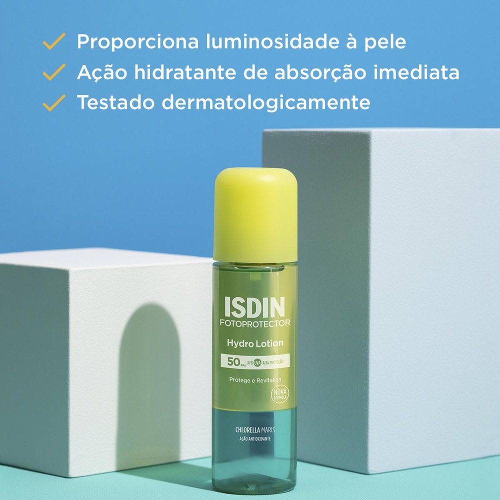 Protetor Solar ISDIN Hydrolotion FPS50+ Bifásico 200ml — imagem 4 | Drogaria Taveira
