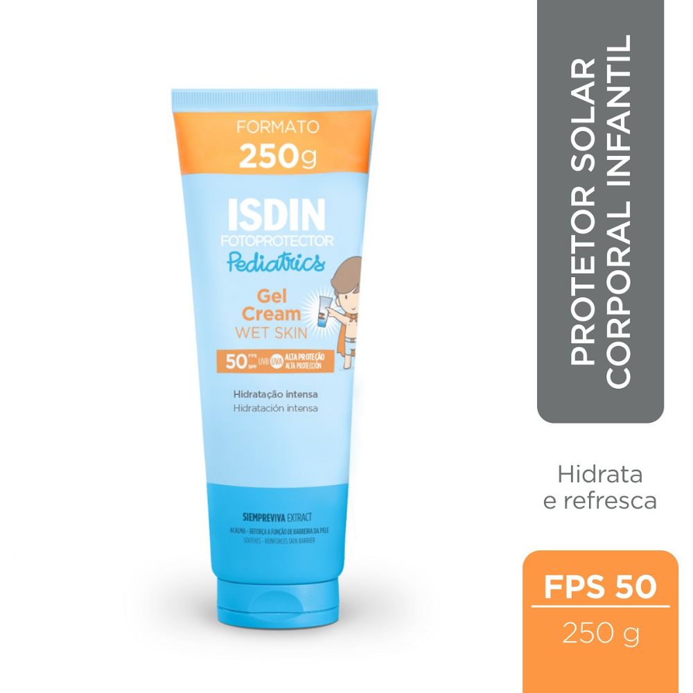 Protetor Solar ISDIN Pediatrics Gel Cream FPS50 Wet Skin 250g — imagem 2 | Drogaria Taveira