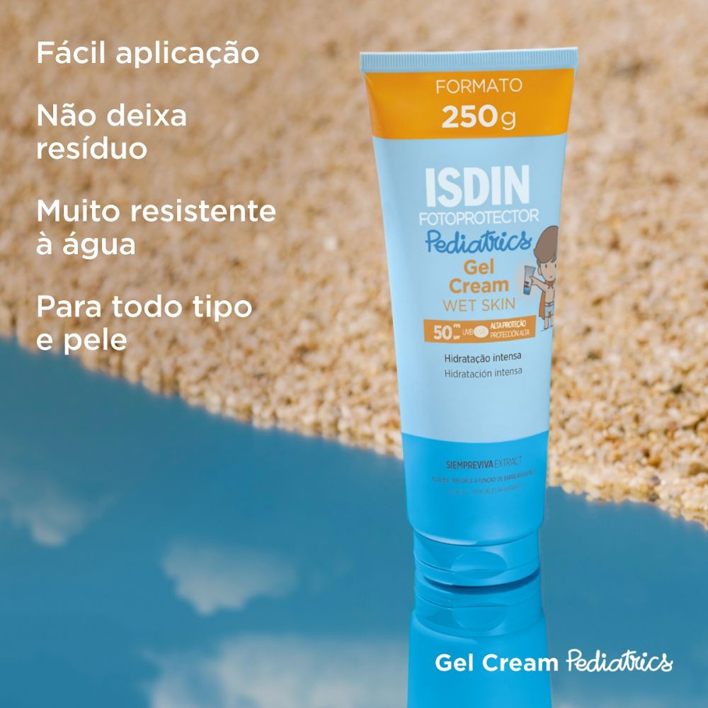 Protetor Solar ISDIN Pediatrics Gel Cream FPS50 Wet Skin 250g — imagem 3 | Drogaria Taveira