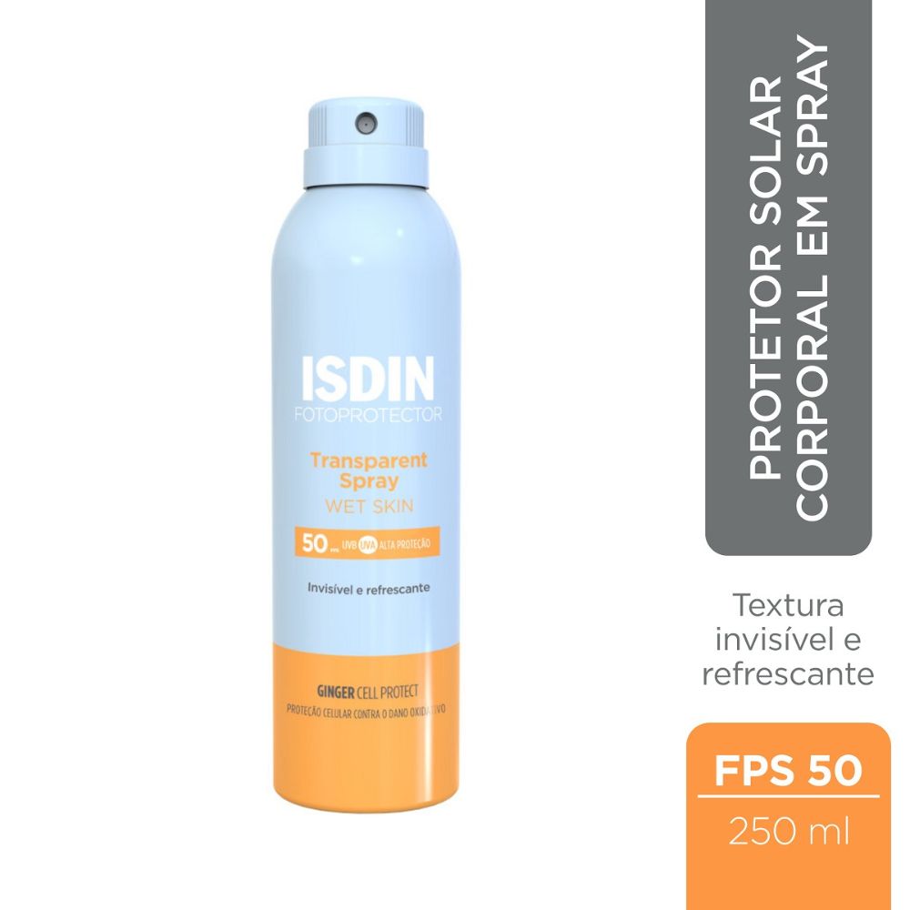 Protetor Solar ISDIN Transparent Spray FPS50 Wet Skin Aerossol 250ml — imagem 2 | Drogaria Taveira