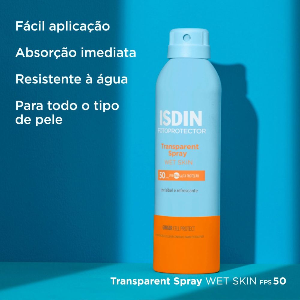 Protetor Solar ISDIN Transparent Spray FPS50 Wet Skin Aerossol 250ml — imagem 3 | Drogaria Taveira