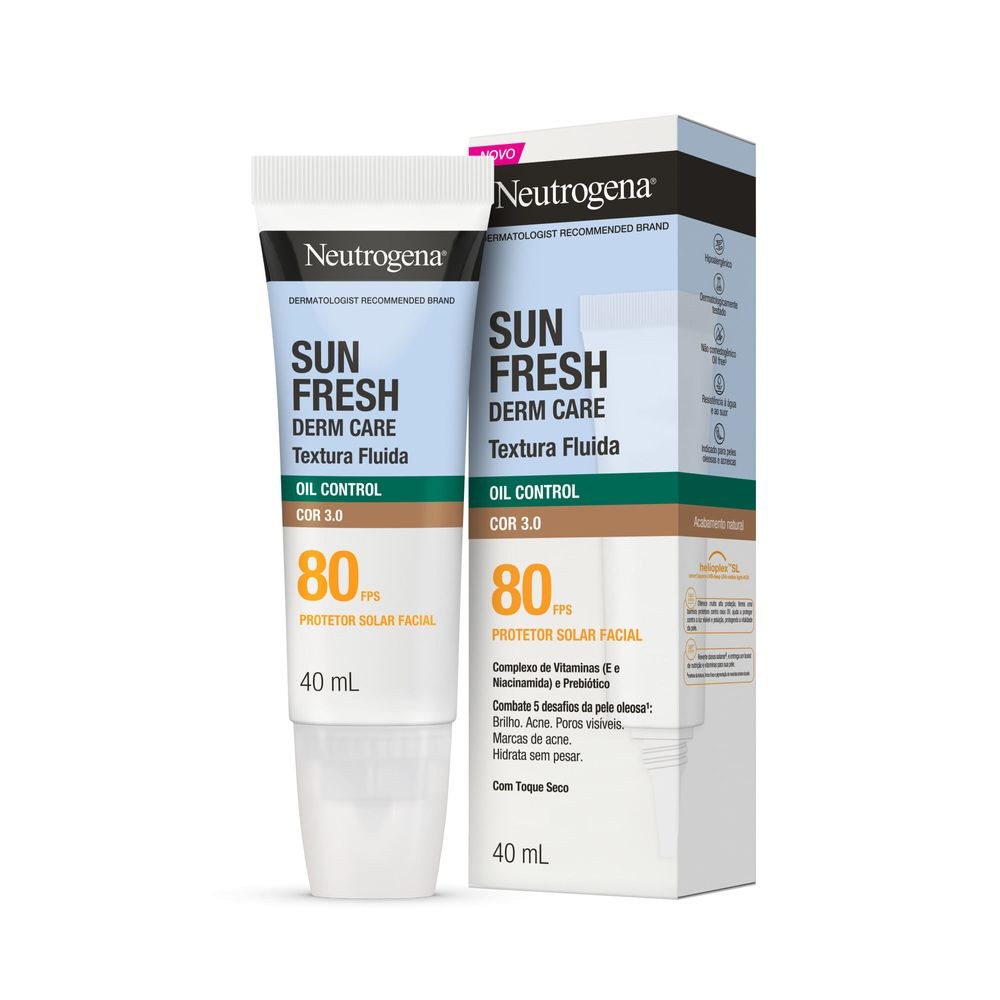 Protetor Solar Neutrogena Facial Toque Seco Com Cor 3.0 Fps80 Sun Fresh 40ml — imagem 4 | Drogaria Taveira