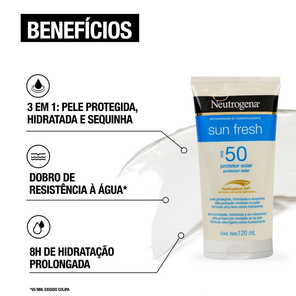 Protetor Solar Neutrogena Sun Fresh FPS50 120ml — imagem 4 | Drogaria Taveira