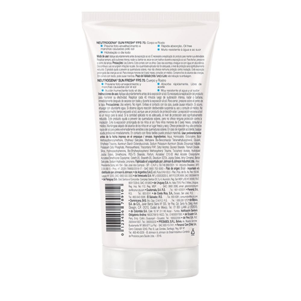 Protetor Solar Neutrogena Sun Fresh FPS70 120ml — imagem 3 | Drogaria Taveira