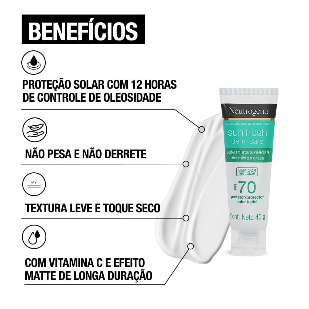 Protetor Solar Neutrogena Sun Fresh Oily Skin Sem Cor Fps70 40g — imagem 4 | Drogaria Taveira