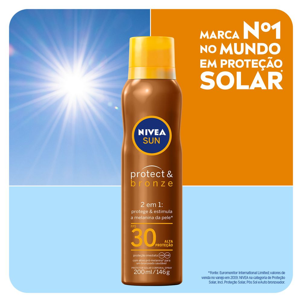 Protetor  Solar Nivea Protect & Bronze Fps30 Aerosol 200ml — imagem 3 | Drogaria Taveira