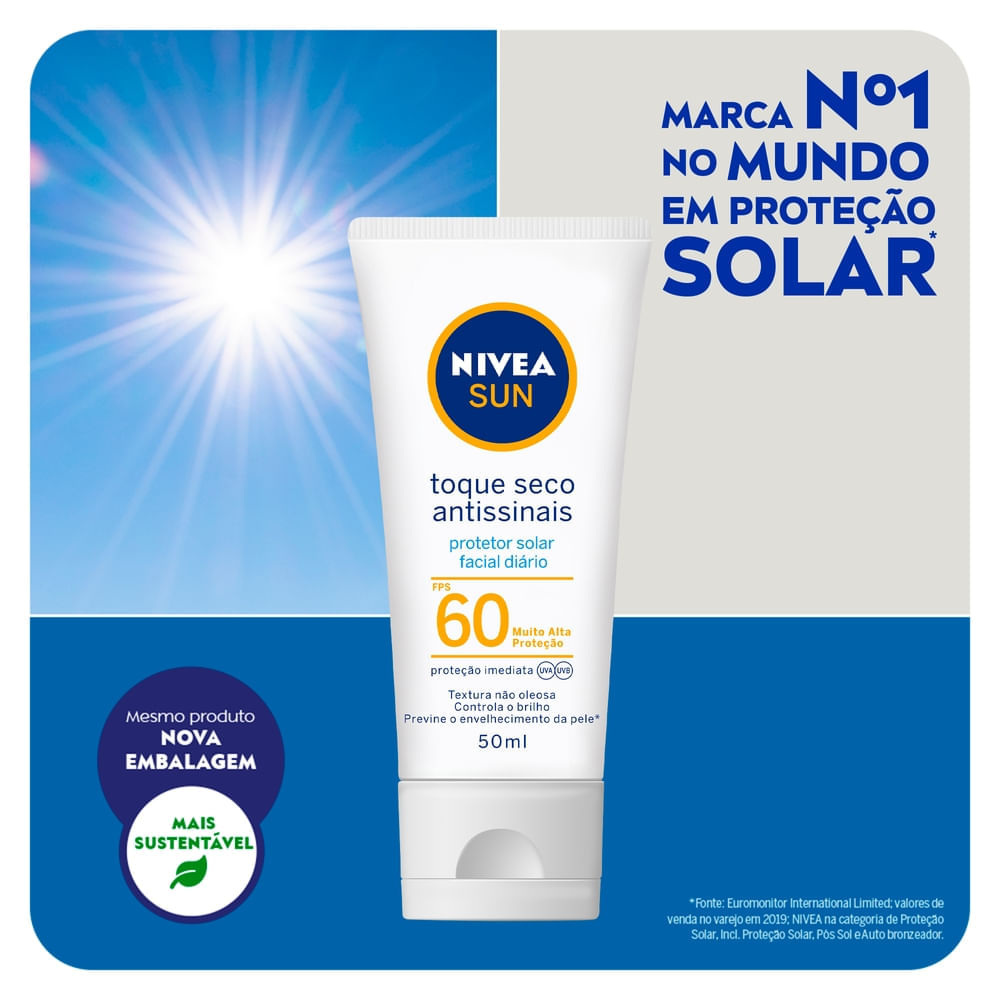 Protetor Solar Nivea Sun Facial Toque Seco  Fps60 50ml — imagem 3 | Drogaria Taveira