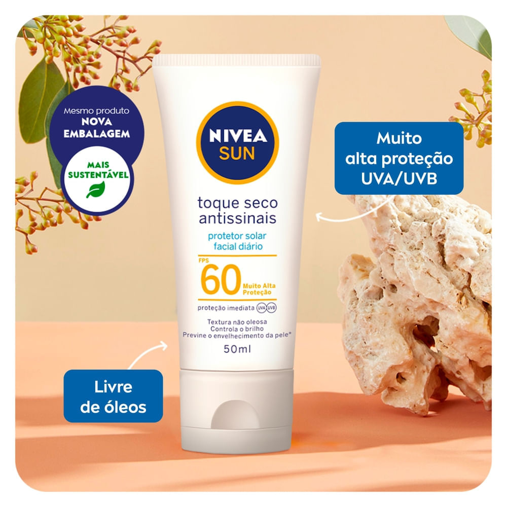 Protetor Solar Nivea Sun Facial Toque Seco  Fps60 50ml — imagem 4 | Drogaria Taveira