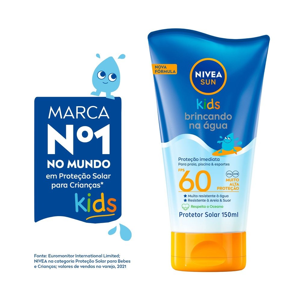 Protetor Solar Nivea Sun Kids Brincando na Água FPS60 150ml — imagem 2 | Drogaria Taveira