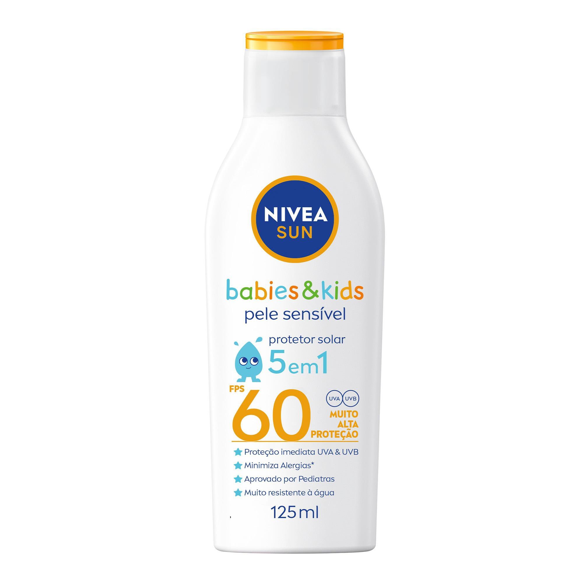 Protetor Solar Nivea Sun Kids Sensitive FPS60 Sem Perfume 125ml — Nivea | Drogaria Taveira