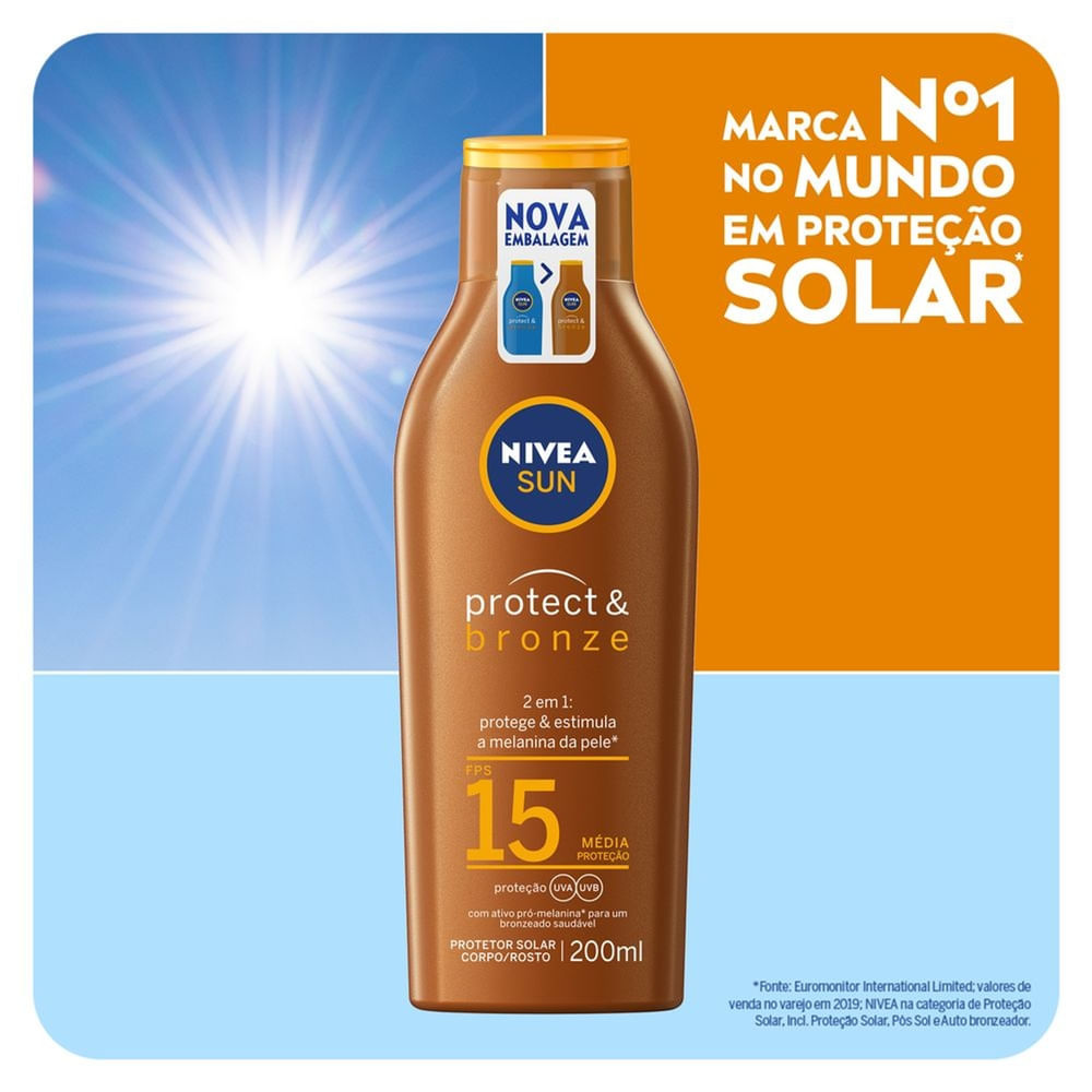 Protetor Solar Nivea Sun Protect & Bronze FPS15 200ml — imagem 3 | Drogaria Taveira