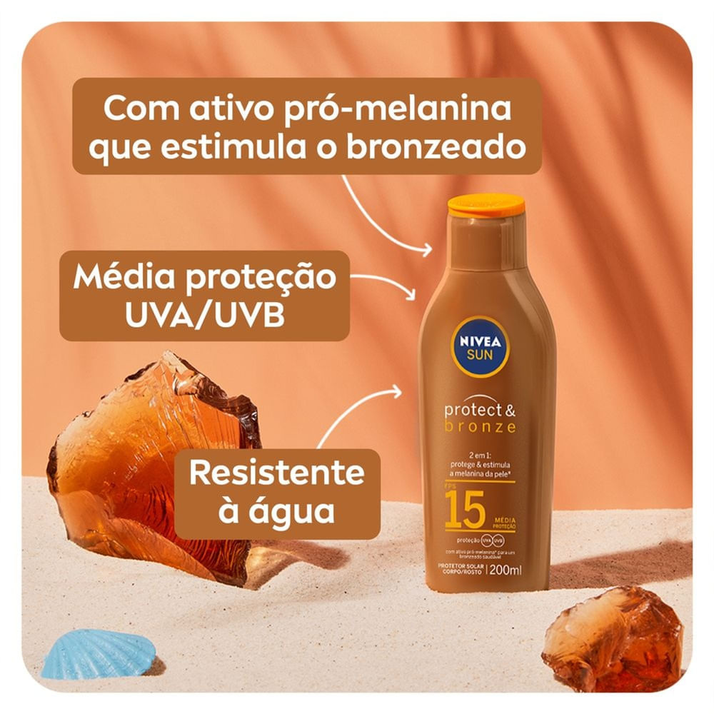 Protetor Solar Nivea Sun Protect & Bronze FPS15 200ml — imagem 4 | Drogaria Taveira