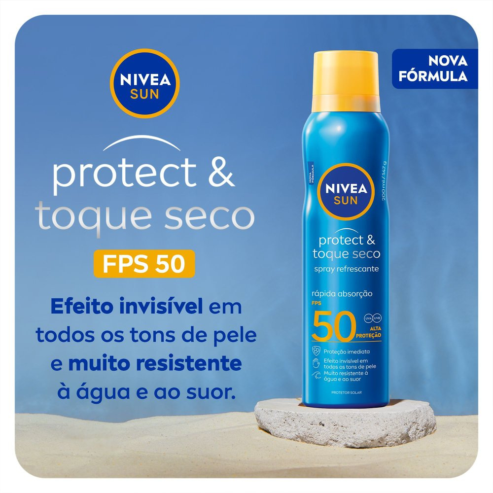 Protetor Solar Nivea Sun Protect & Toque Seco FPS50 Spray 200ml — imagem 2 | Drogaria Taveira