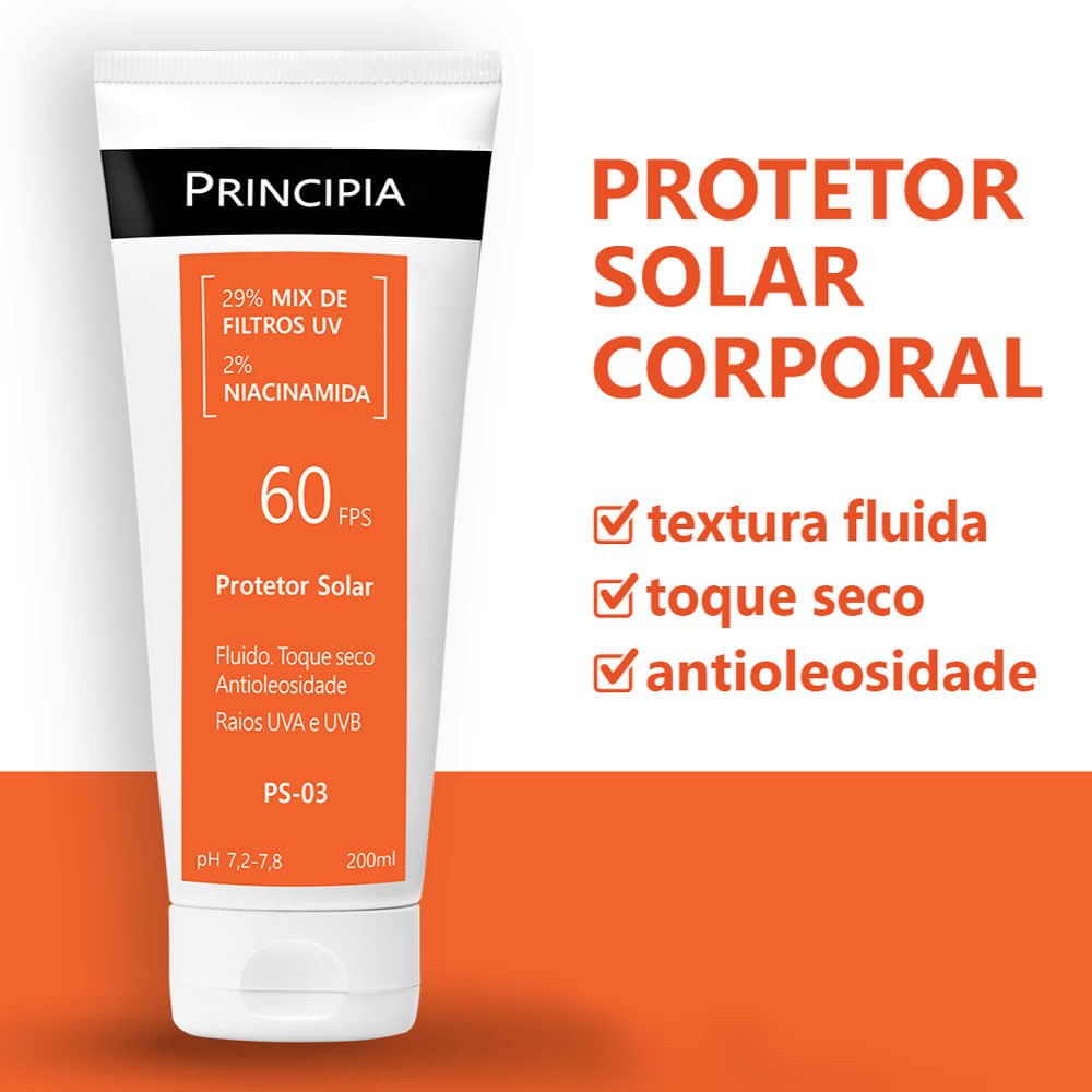Protetor Solar Principia PS-03 FPS60 Mix de Filtros + Niacinamida 200ml — imagem 3 | Drogaria Taveira