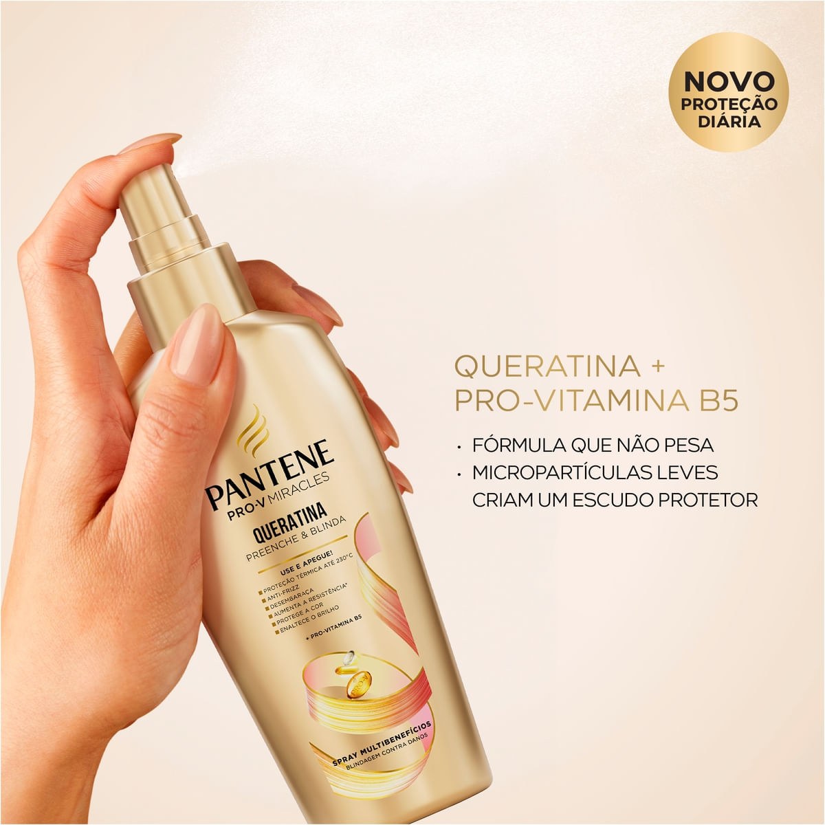 Protetor Térmico Pantene Pro-V Miracles Queratina Preenche & Blinda Spray 160ml — imagem 3 | Drogaria Taveira