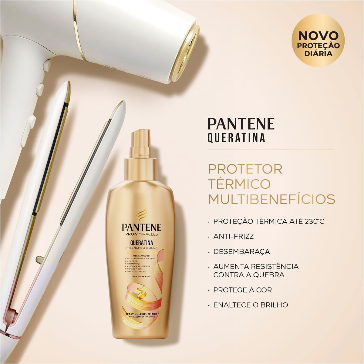 Protetor Térmico Pantene Pro-V Miracles Queratina Preenche & Blinda Spray 160ml — imagem 4 | Drogaria Taveira