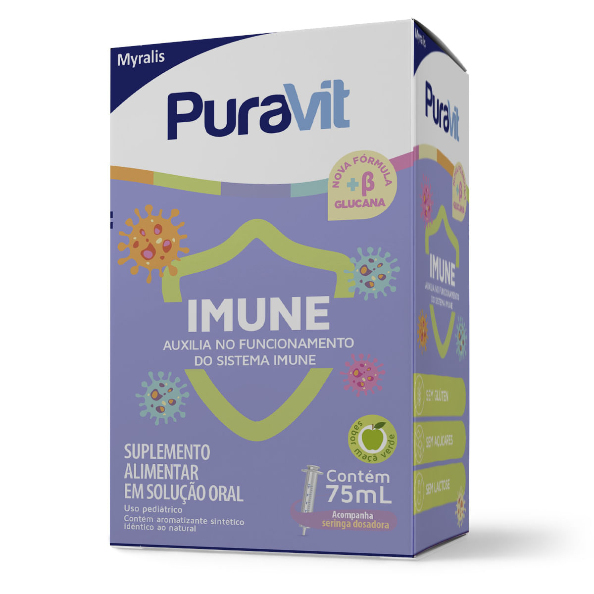 Puravit Imune Sabor Morango Solução Oral 75ml + Seringa Dosadora — Puravit | Drogaria Taveira