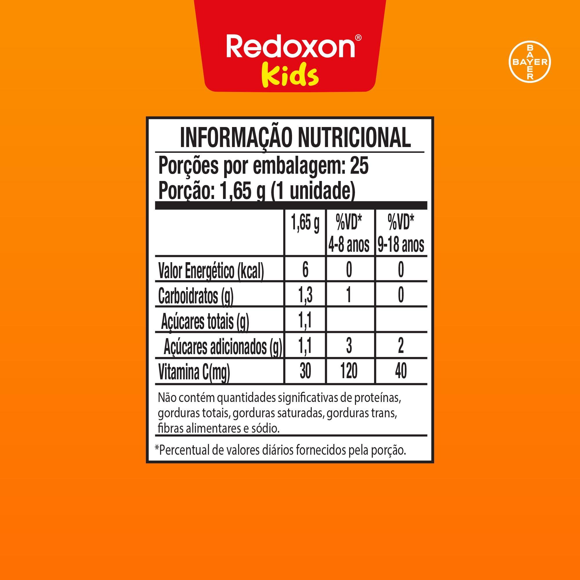 Redoxon Kids Vitamina Infantil Sabor Laranja 25 Gomas — imagem 4 | Drogaria Taveira